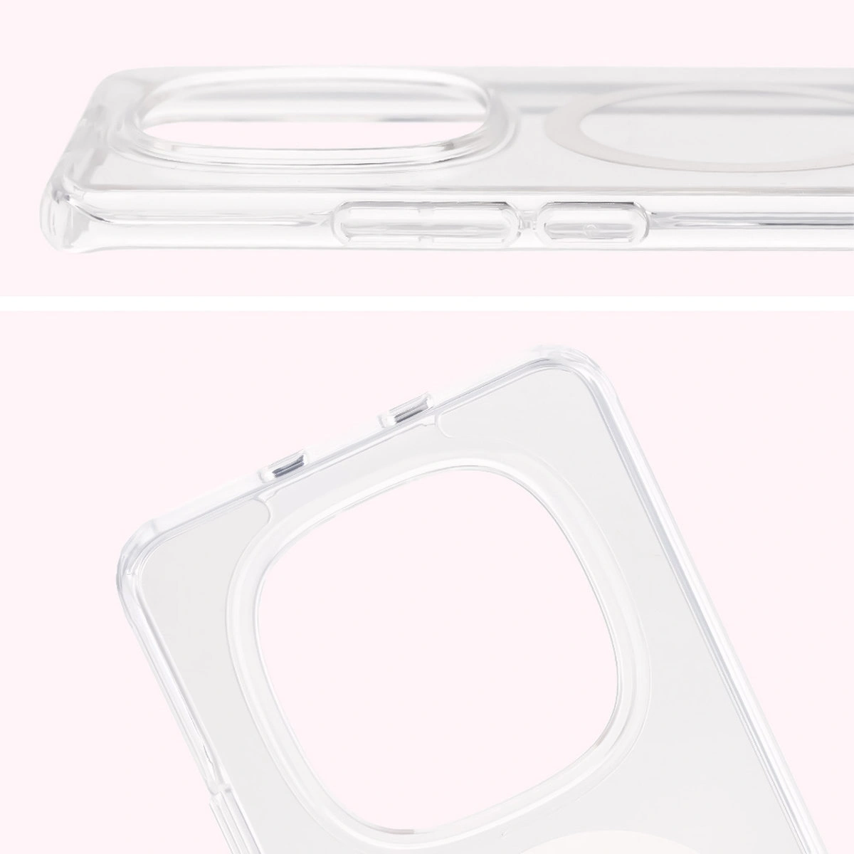Pełne wycięcie i podwyższone krawędzie aparatu w etui Bizon Case CrystalO do Xiaomi Redmi Note 15 / Xiaomi POCO M8 5G